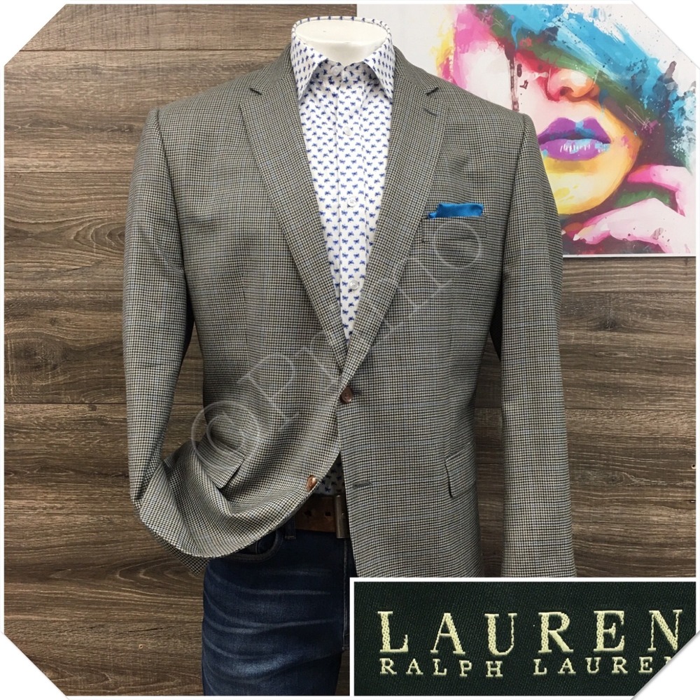 RALPH LAUREN Men Wool Silk Blazer Sport Coat Casual Jacket Size 48R Classic Suit
